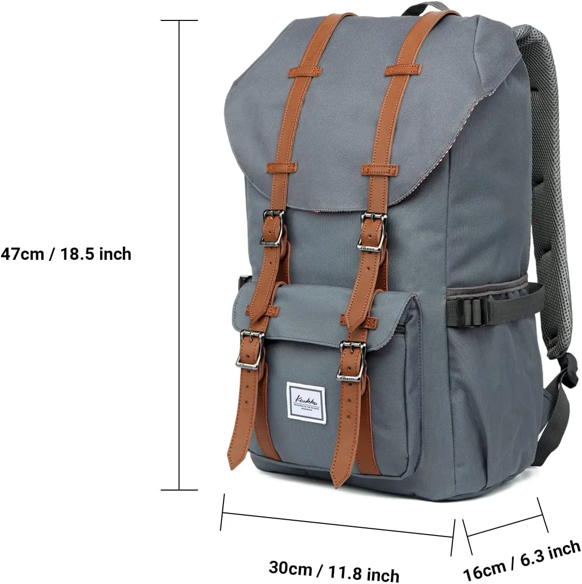 KAUKKO Backpack, (Ngrey), 45 x 27 x 17cm (HxBxT)