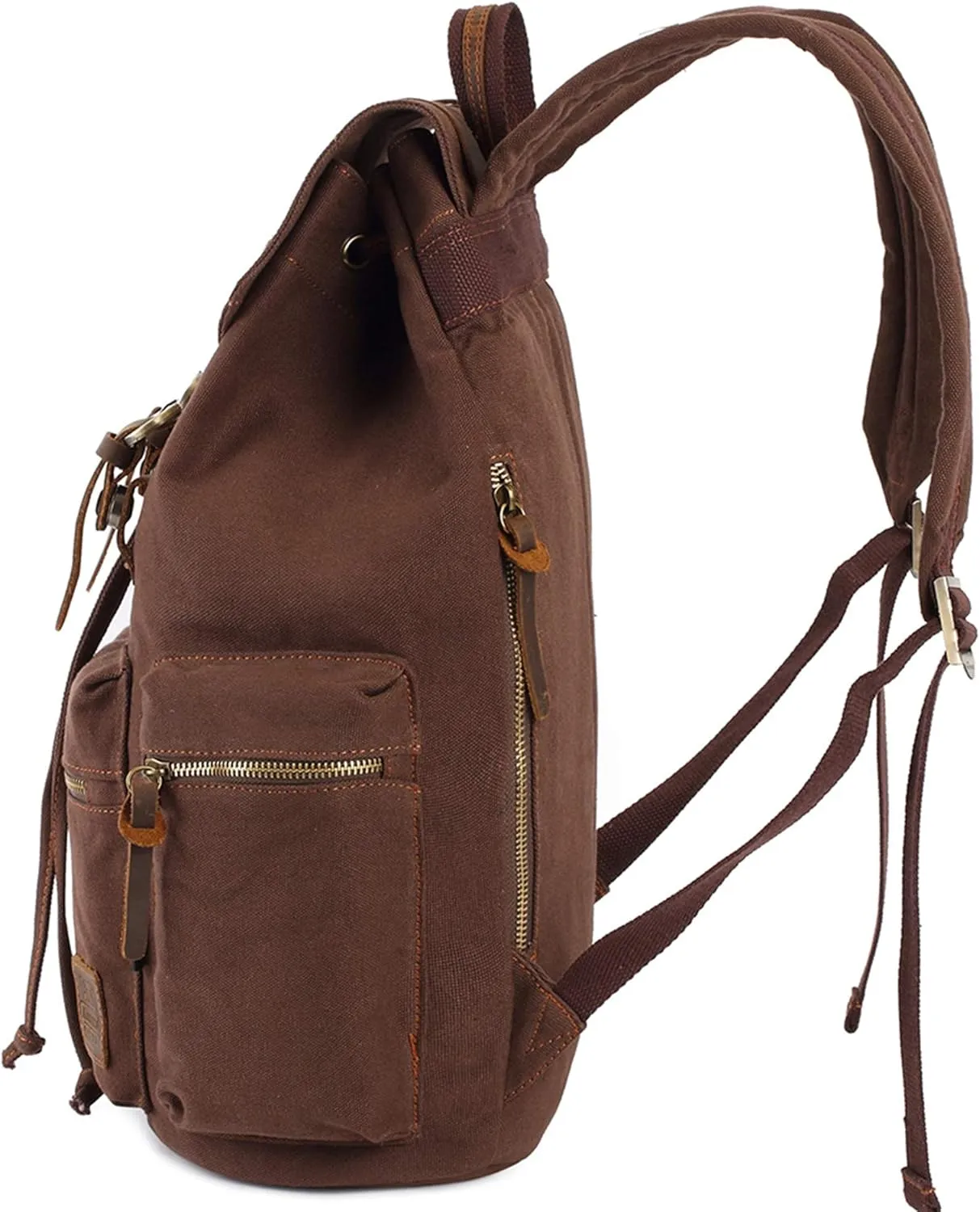 KAUKKO Vintage Casual Canvas and Leather Rucksack Backpack