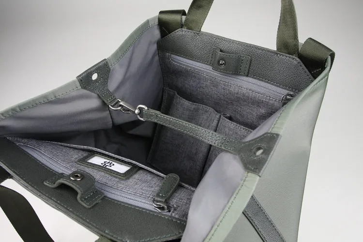Khaki Womens Nylon Handbag Totes Khaki Womens Nylon Leather Shoulder Tote Purse for Ladies