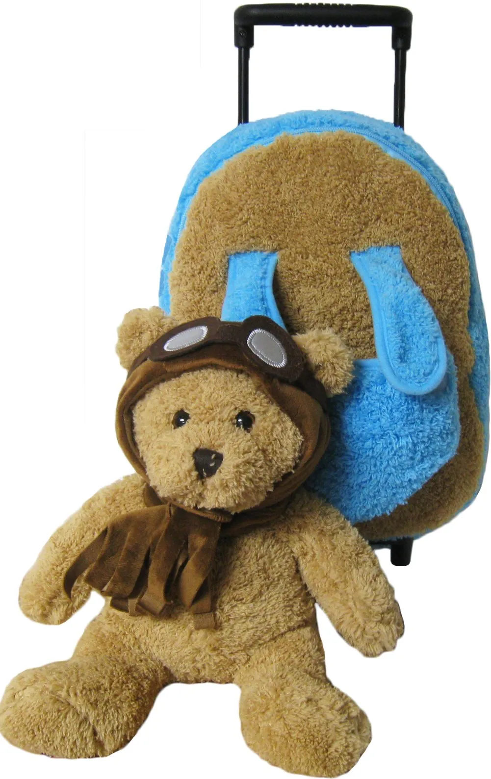Kreative Kids Adorable Aviator Pilot Bear Rolling Backpack w/Removable Stuffed Toy & Wheels