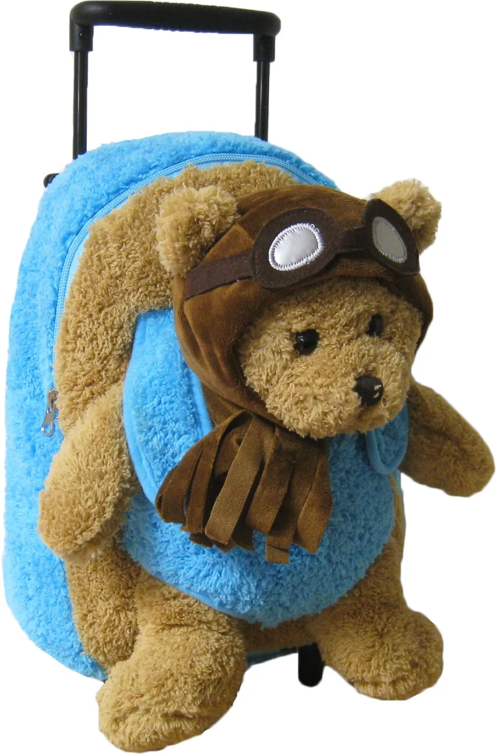Kreative Kids Adorable Aviator Pilot Bear Rolling Backpack w/Removable Stuffed Toy & Wheels