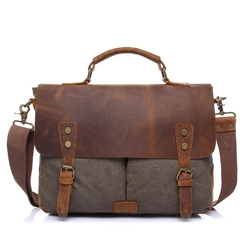 Lincoln Canvas Leather Messenger Bag