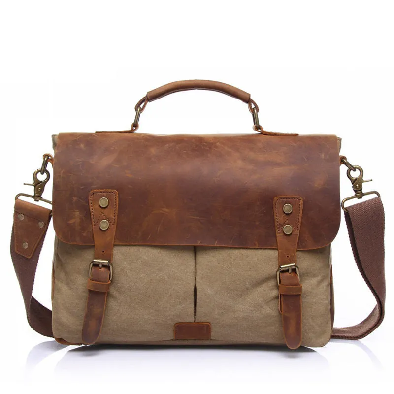 Lincoln Canvas Leather Messenger Bag