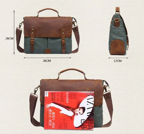 Lincoln Canvas Leather Messenger Bag