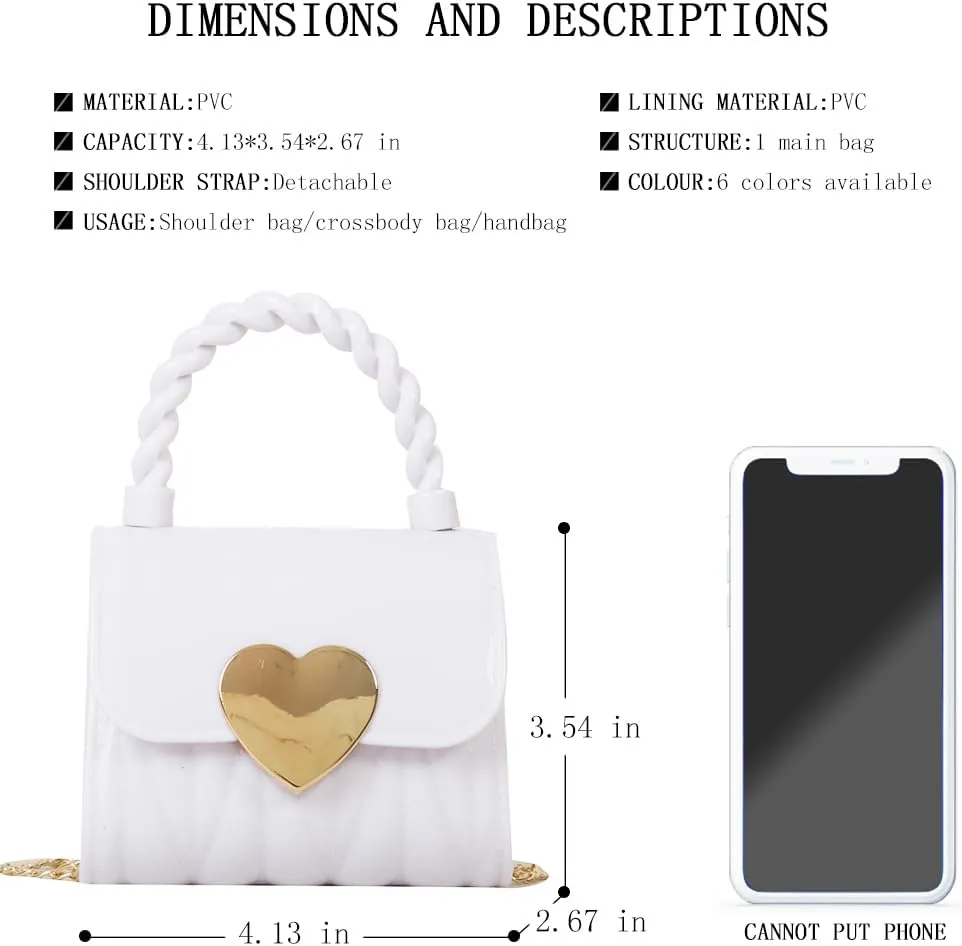 Little Girl Mini PVC Shoulder Bag, Jelly Bag Ladies Handbag Toddlers Girls' Kids Purse Crossbody Purse for Kids