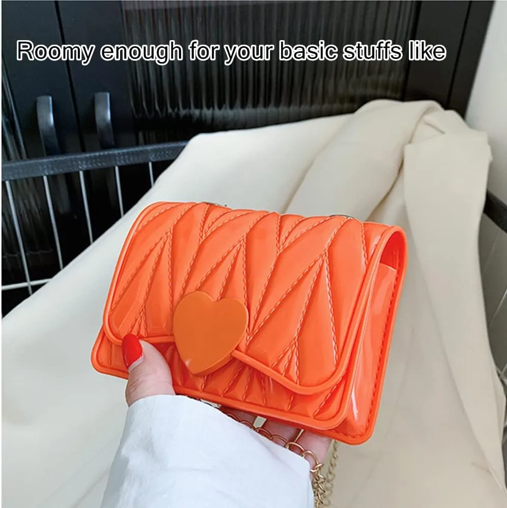 Little Girl Mini Shoulder Bag, Toddlers Girls' Kids Purse Crossbody Heart Purse for Kids Girls (Orange)