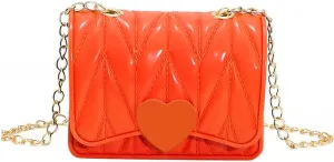 Little Girl Mini Shoulder Bag, Toddlers Girls' Kids Purse Crossbody Heart Purse for Kids Girls (Orange)