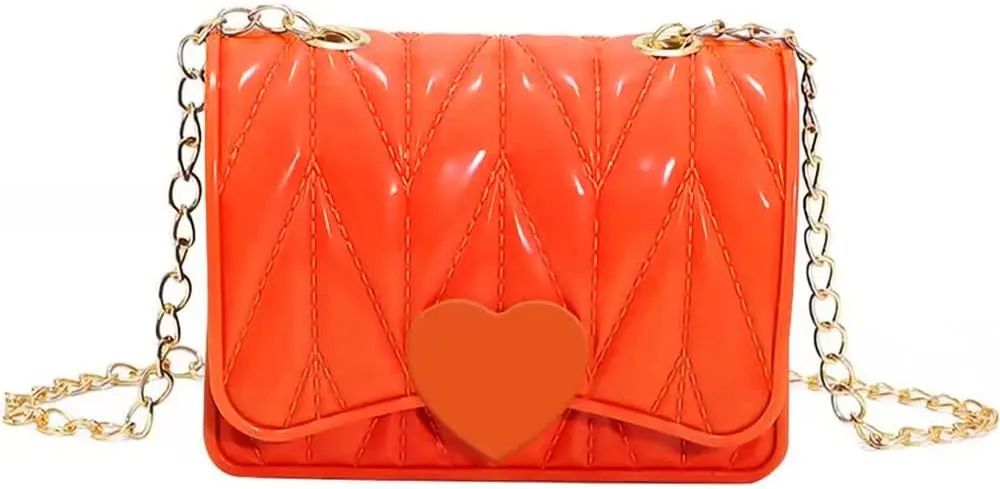 Little Girl Mini Shoulder Bag, Toddlers Girls' Kids Purse Crossbody Heart Purse for Kids Girls (Orange)