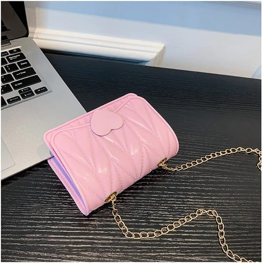 Little Girl Mini Shoulder Bag, Toddlers Girls' Kids Purse Crossbody Heart Purse for Kids Girls (Pink)