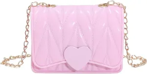Little Girl Mini Shoulder Bag, Toddlers Girls' Kids Purse Crossbody Heart Purse for Kids Girls (Pink)