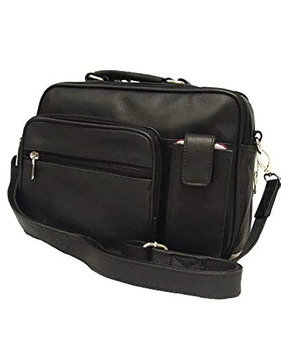 Marshal Genuine Leather Black Shoulder Bag Organizer Handbag Purse