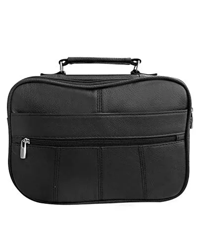 Marshal Genuine Leather Black Shoulder Bag Organizer Handbag Purse