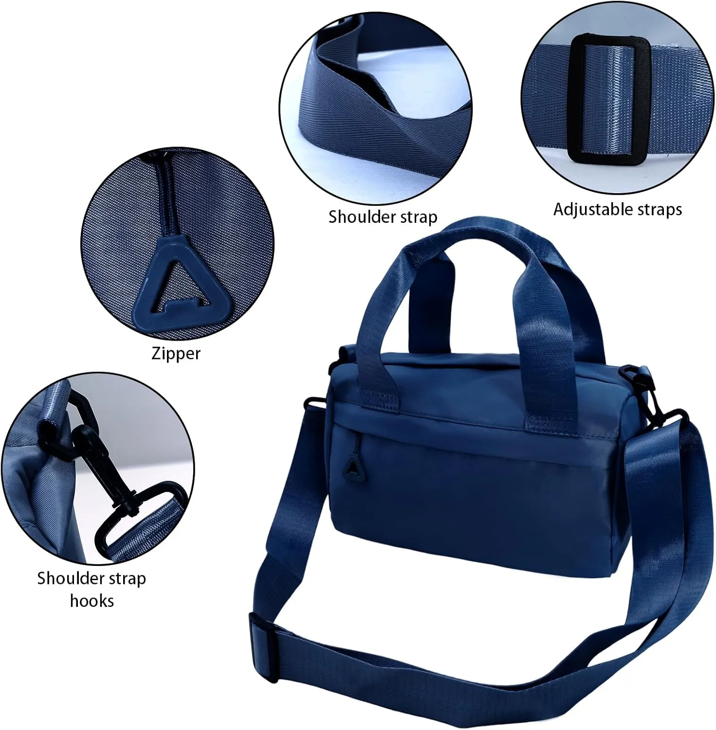 Mini Gym Bag Sport Bag Adjustable Small Duffle Bag Detachable Strap Gym Tote for Women Men Portable Fitness Shoulder Bag for Sports Travel (Dark Blue)