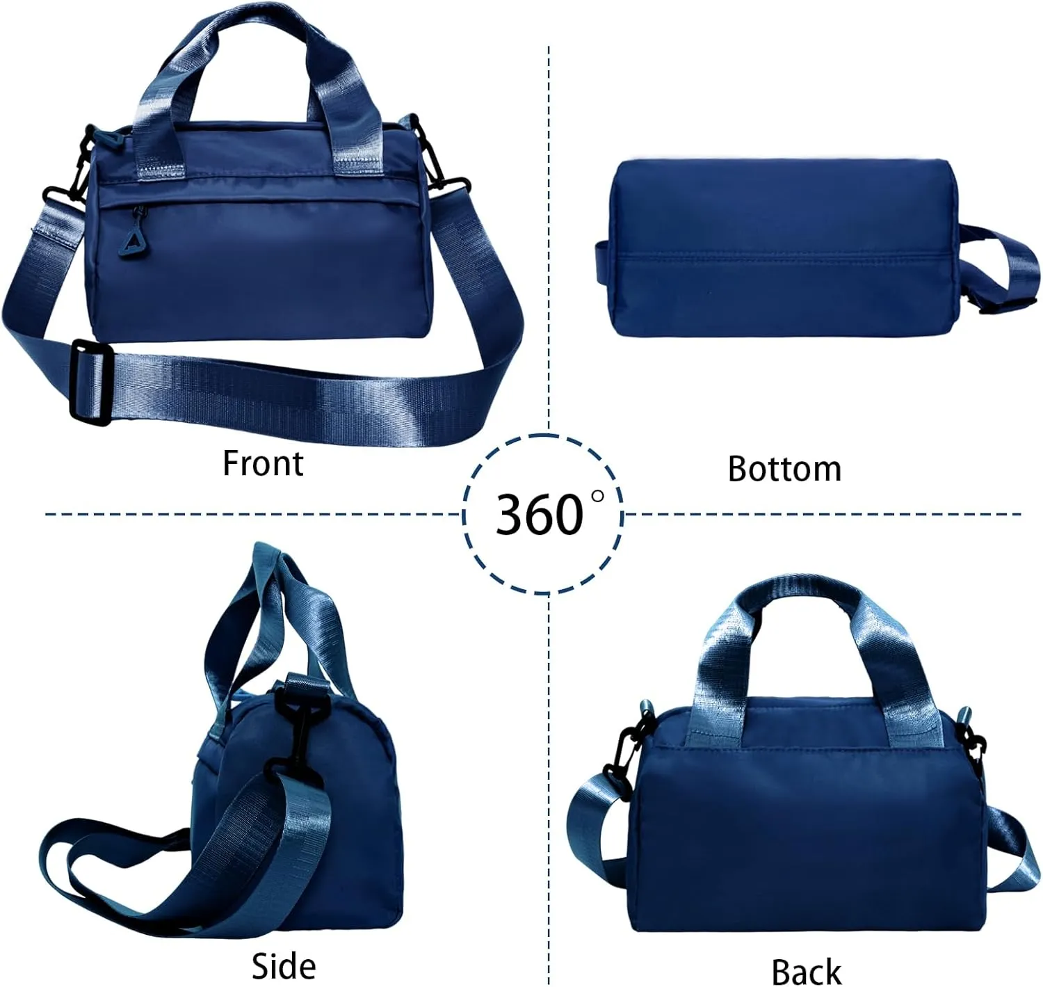Mini Gym Bag Sport Bag Adjustable Small Duffle Bag Detachable Strap Gym Tote for Women Men Portable Fitness Shoulder Bag for Sports Travel (Dark Blue)