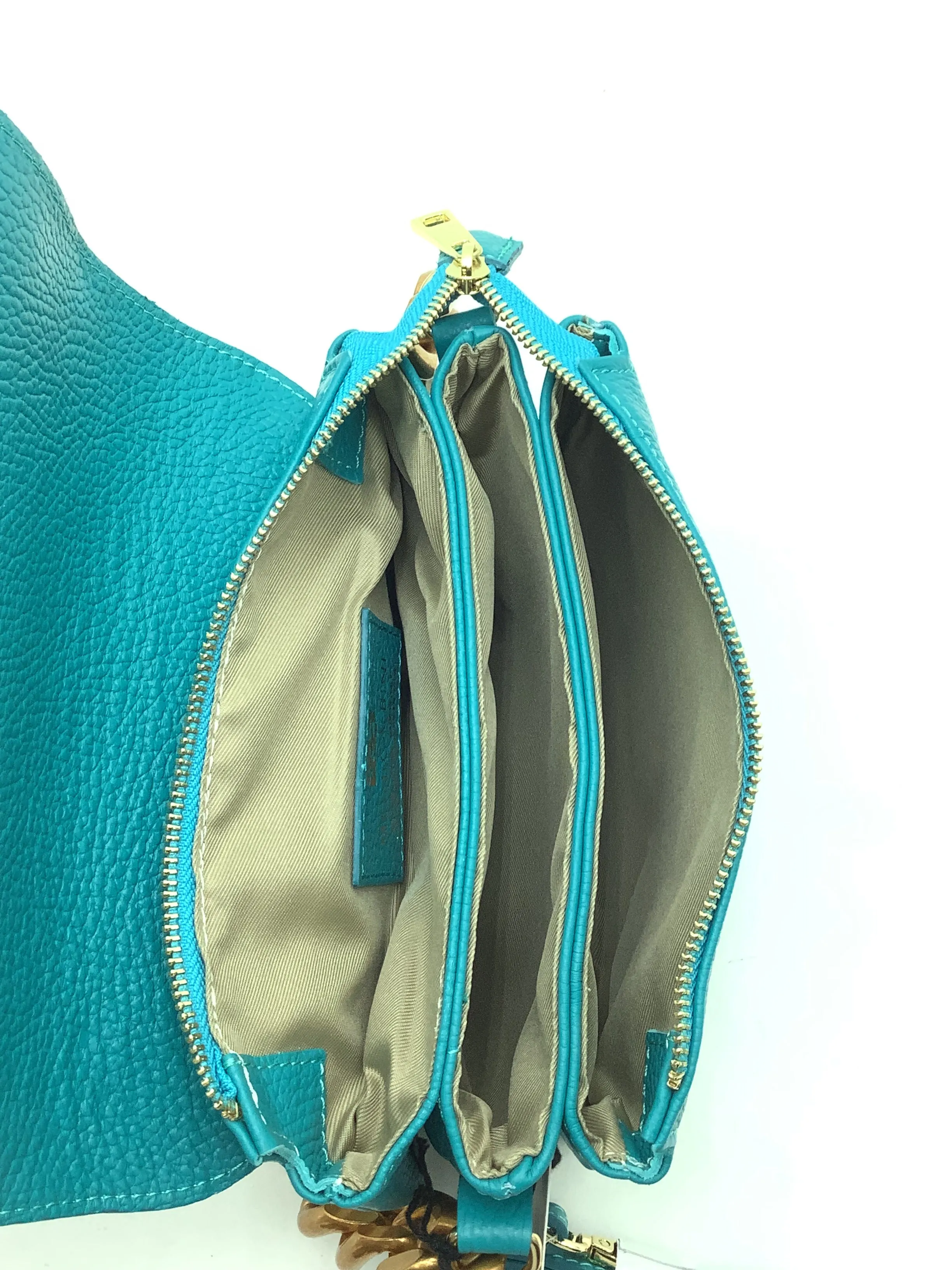 Monica Bini Bag Leather Turquoise W/Tags