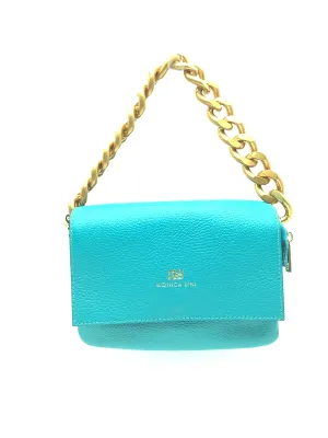 Monica Bini Bag Leather Turquoise W/Tags