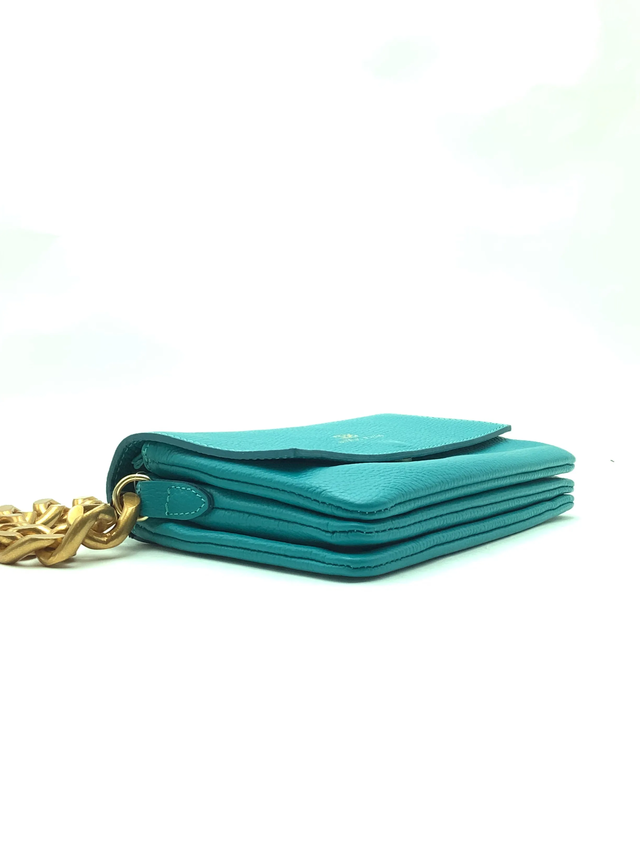 Monica Bini Bag Leather Turquoise W/Tags