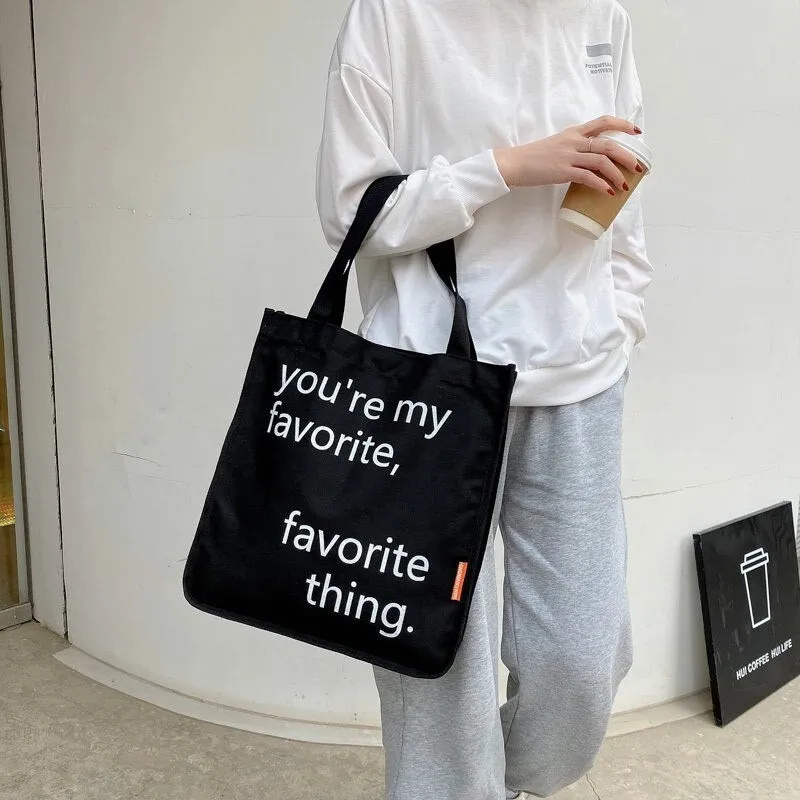 New Ladies Single Shoulder Bag Fashion Simple Letter Shoulder Bags Korean Version Of Solid Color Canvas Bags