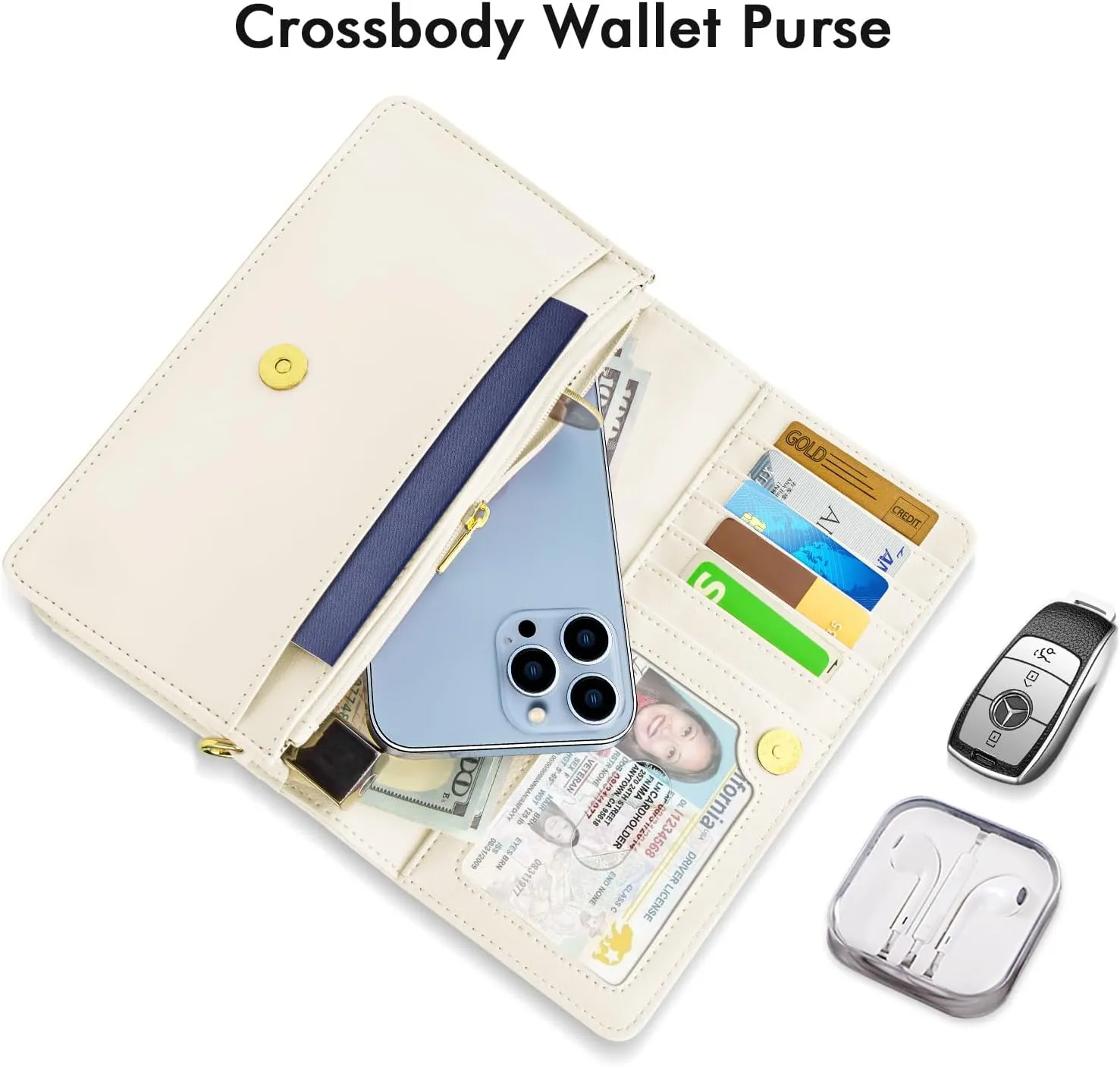 nuoku Crossbody Bag for Women Cellphone Little Purse with Credit Card Slots Lightweight Leather Wristlet Wallet