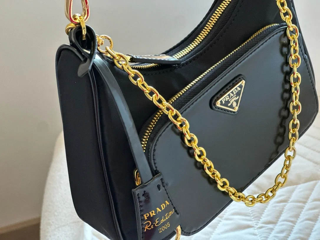 PD273 Re-Nylon and Brushed Leather Mini-bag / 8.6x7.6x2.3inch
