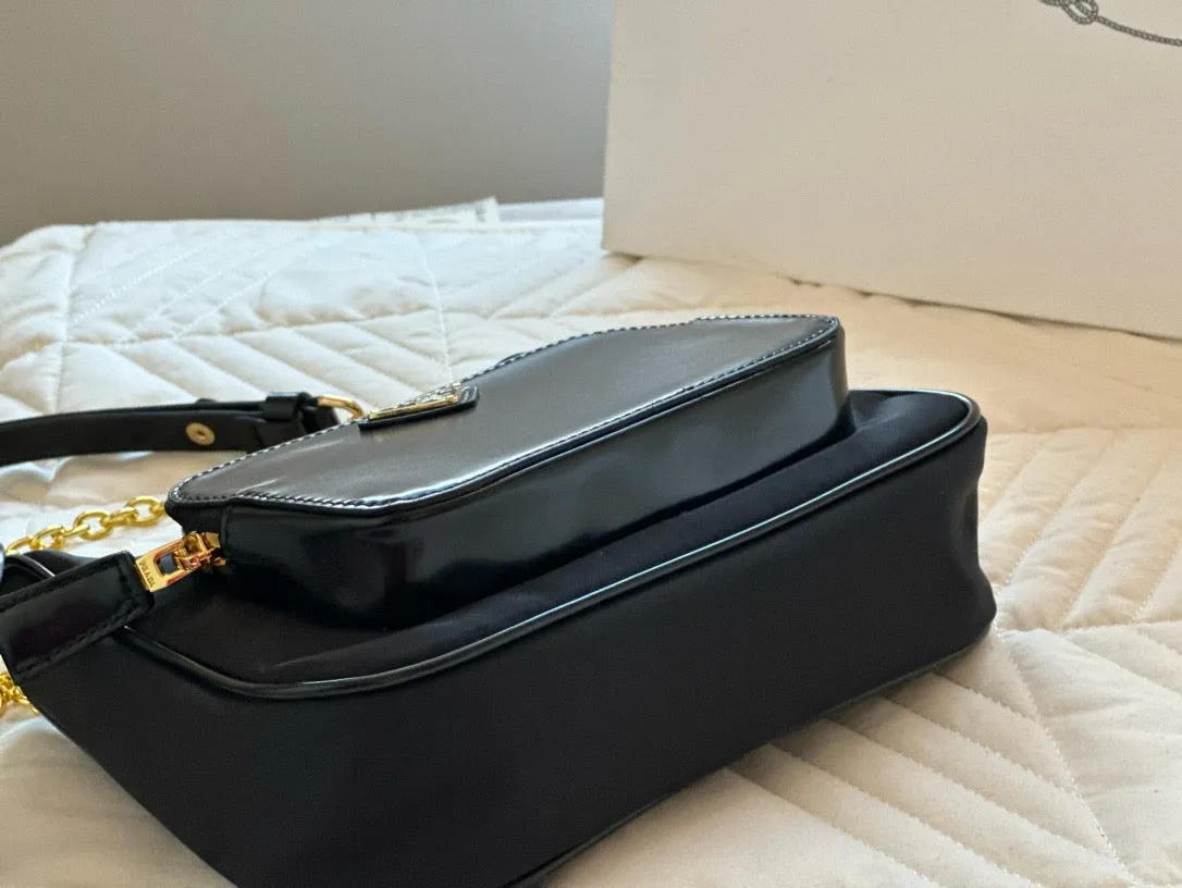 PD273 Re-Nylon and Brushed Leather Mini-bag / 8.6x7.6x2.3inch