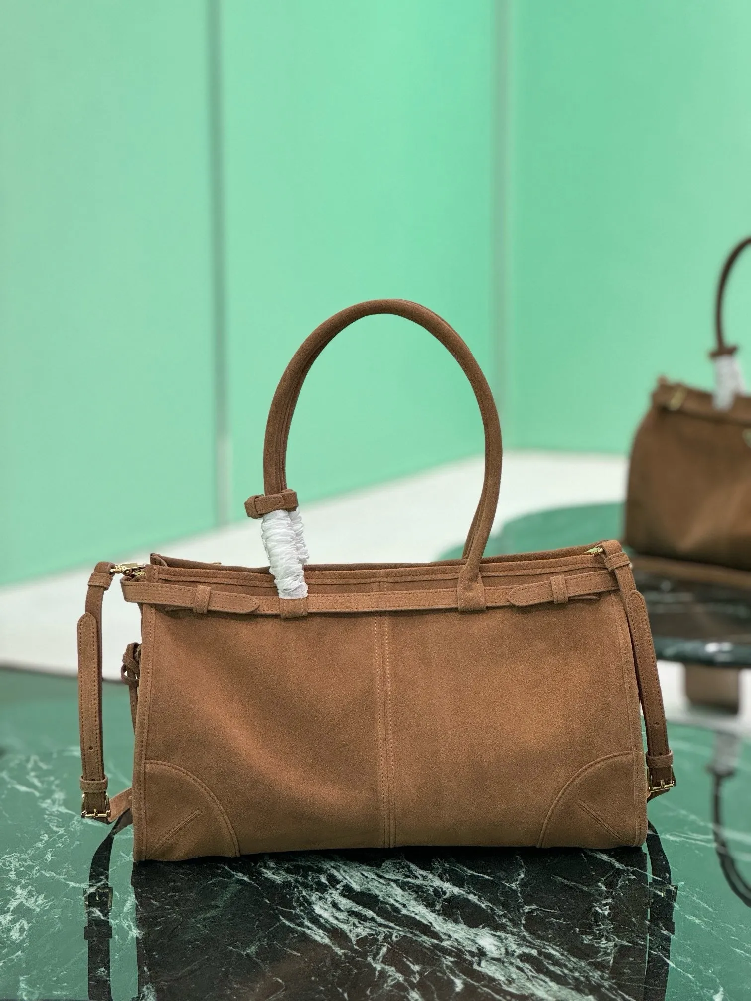 PD314 Cocoa Medium/Large Suede Handbag / HIGHEST QUALITY VERSION