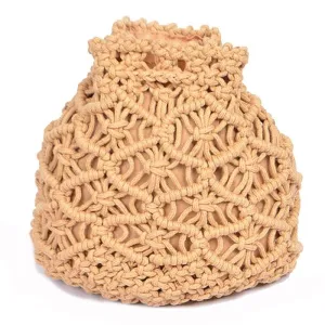 PP6937 Diamond Macrame Drawstring Drop Backpack