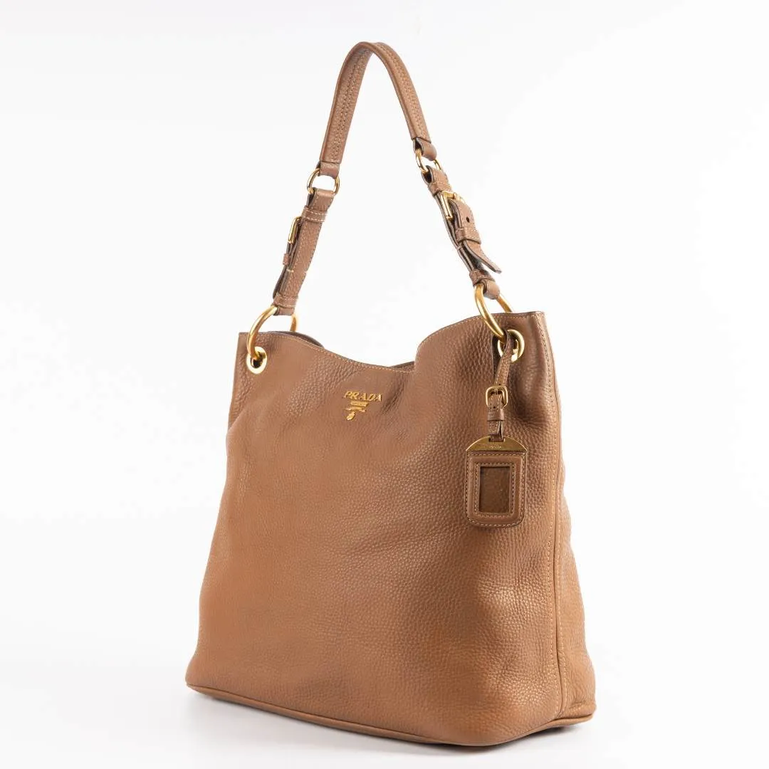 Prada Brown Diano Leather Hobo Bag