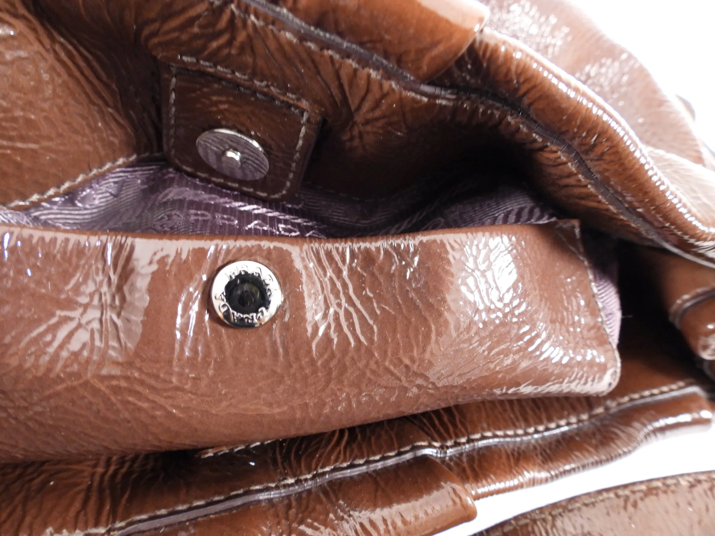 Prada Brown Ombre Patent Leather Shoulder Bag