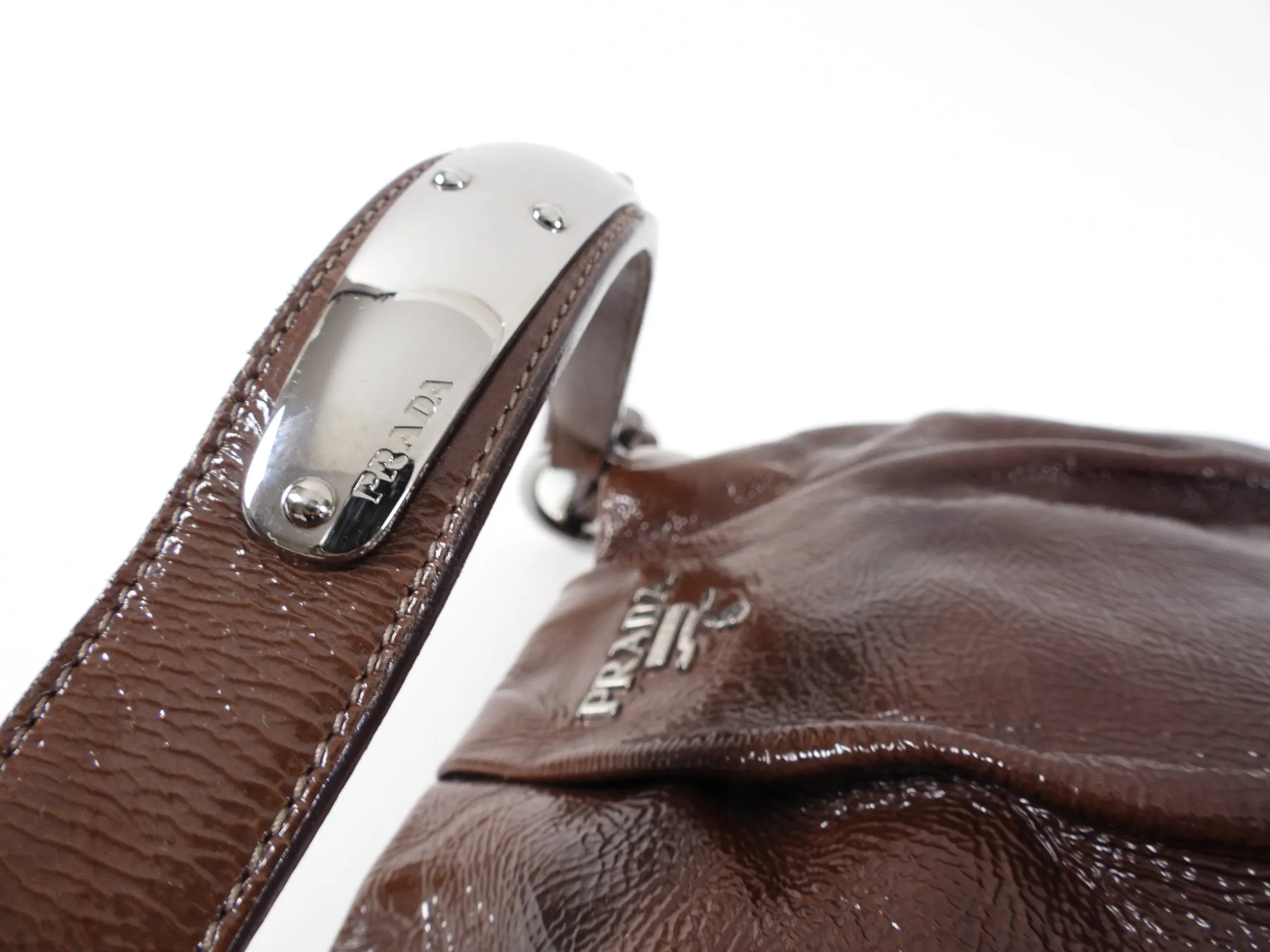 Prada Brown Ombre Patent Leather Shoulder Bag