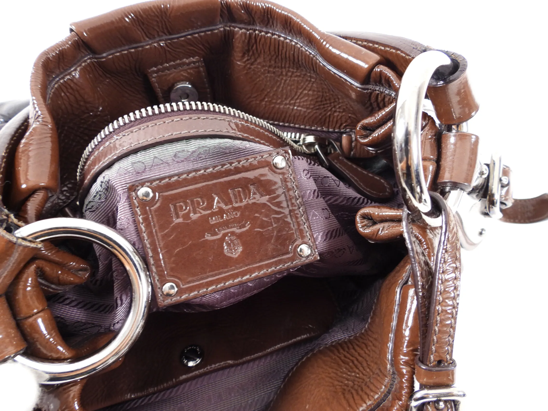 Prada Brown Ombre Patent Leather Shoulder Bag