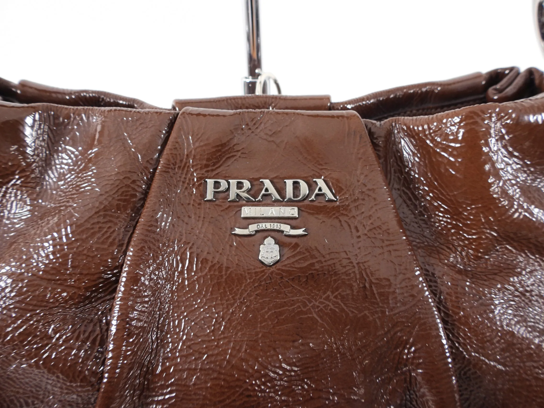 Prada Brown Ombre Patent Leather Shoulder Bag