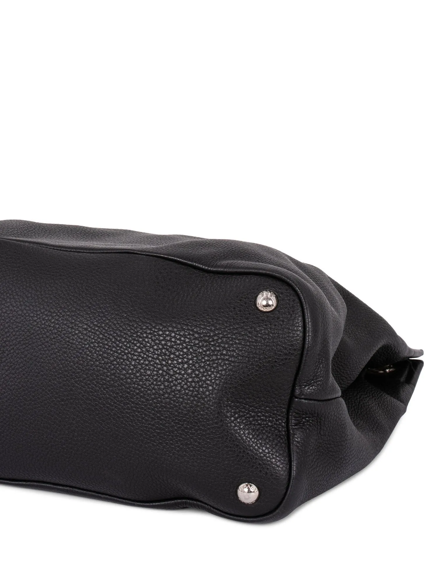Prada Pebble Leather Hobo Bag Black