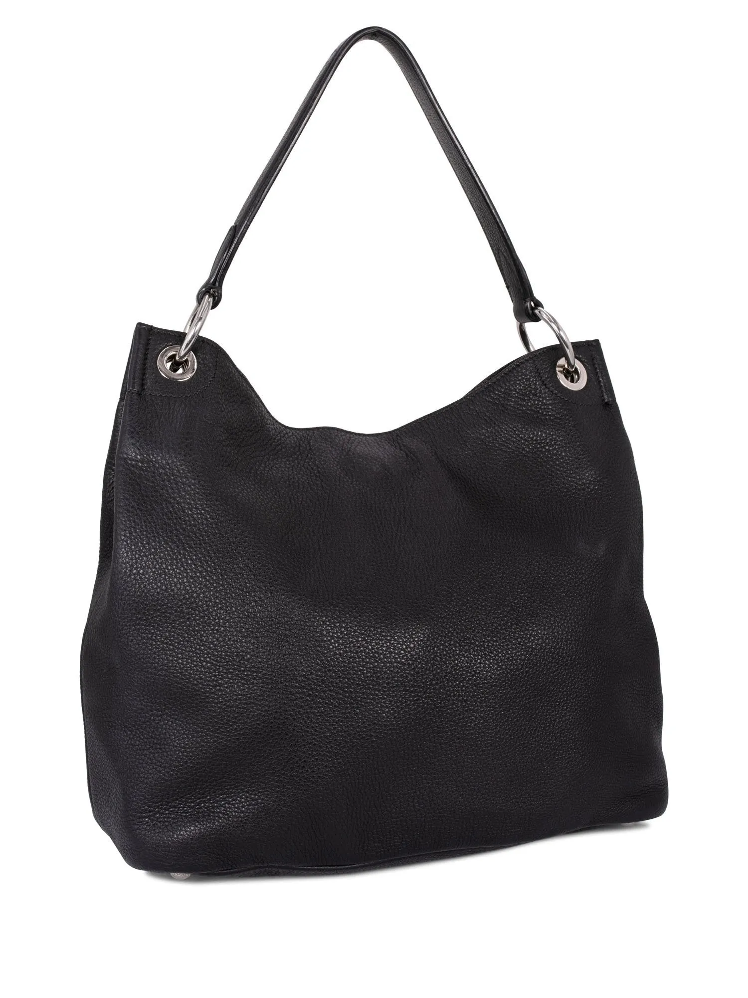 Prada Pebble Leather Hobo Bag Black