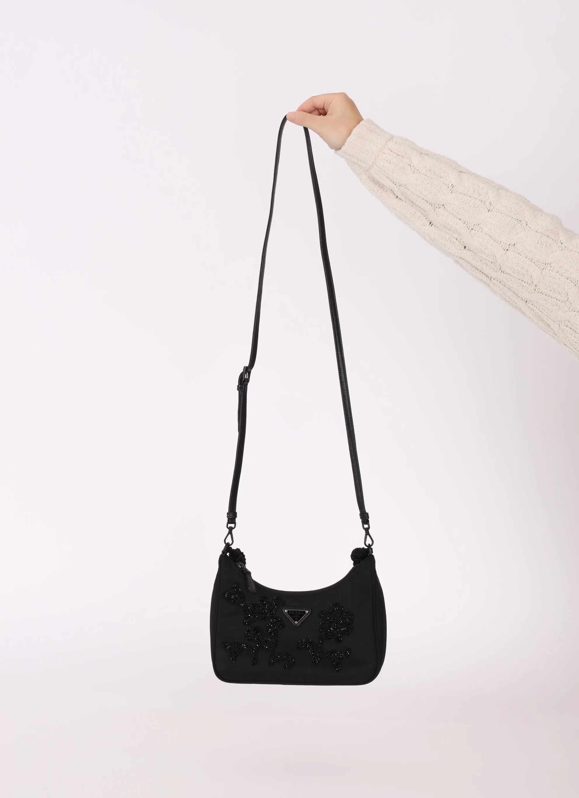 Rare Prada Nylon Beaded Tassel Shoulder Bag