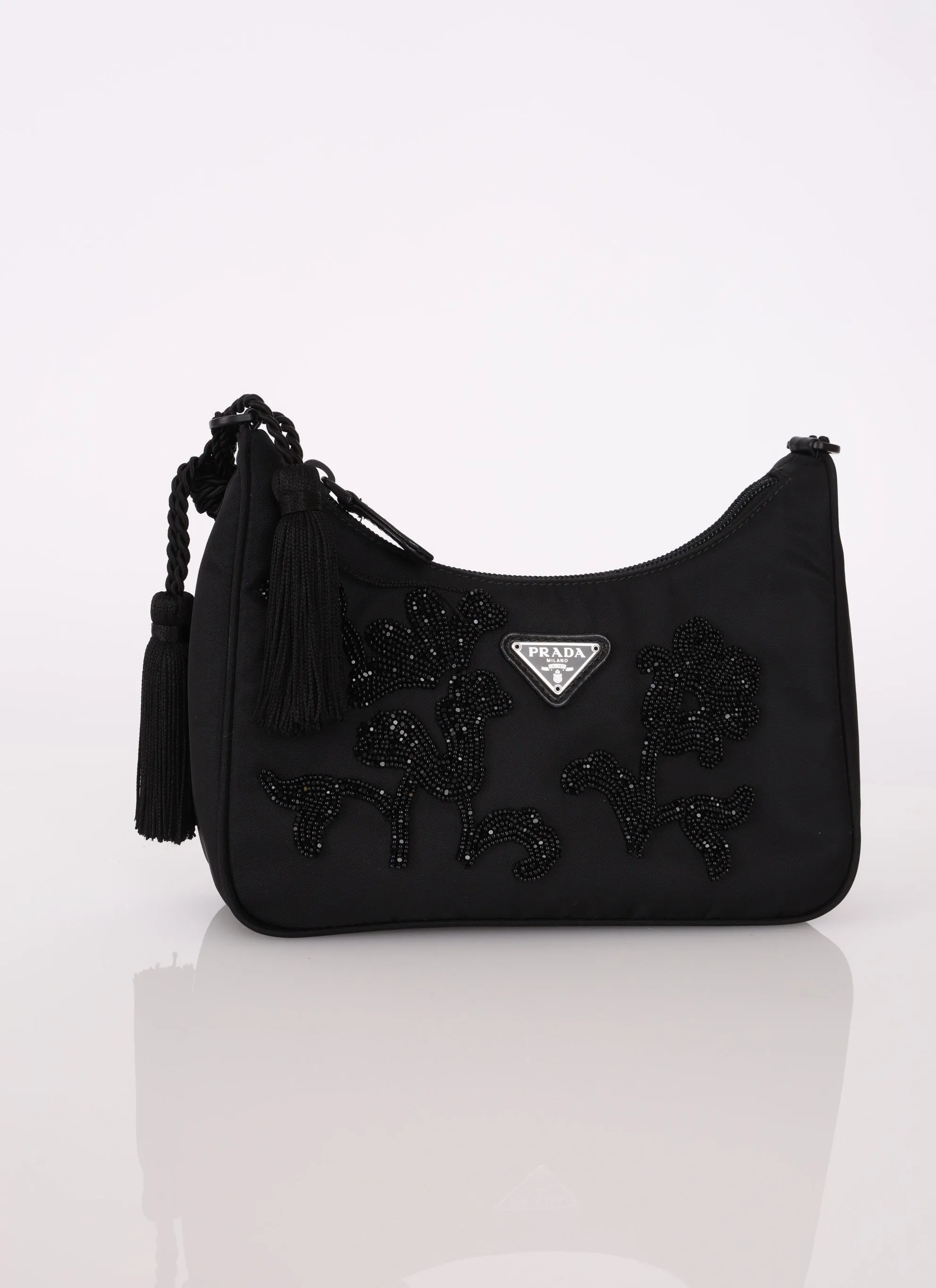 Rare Prada Nylon Beaded Tassel Shoulder Bag