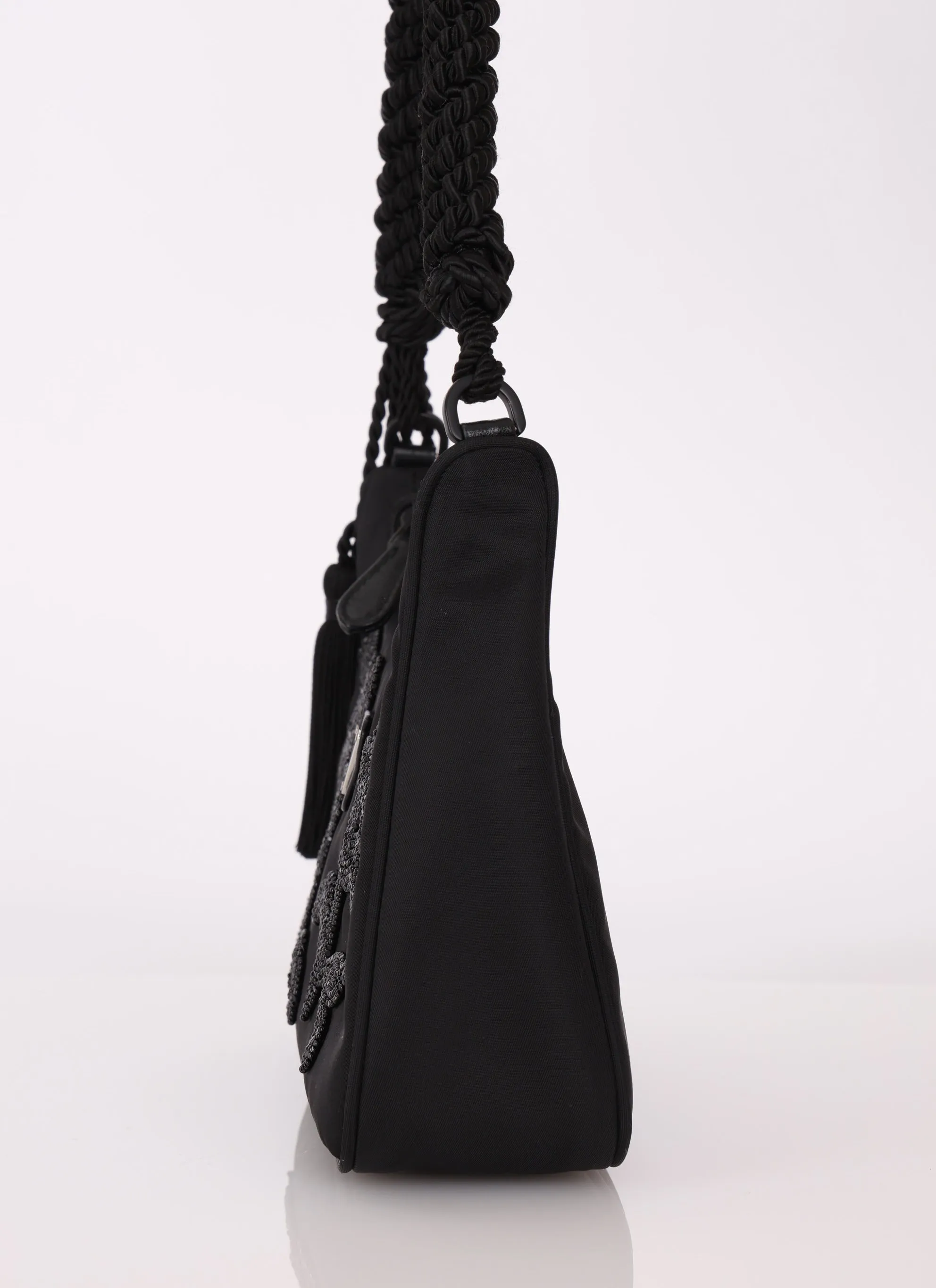Rare Prada Nylon Beaded Tassel Shoulder Bag