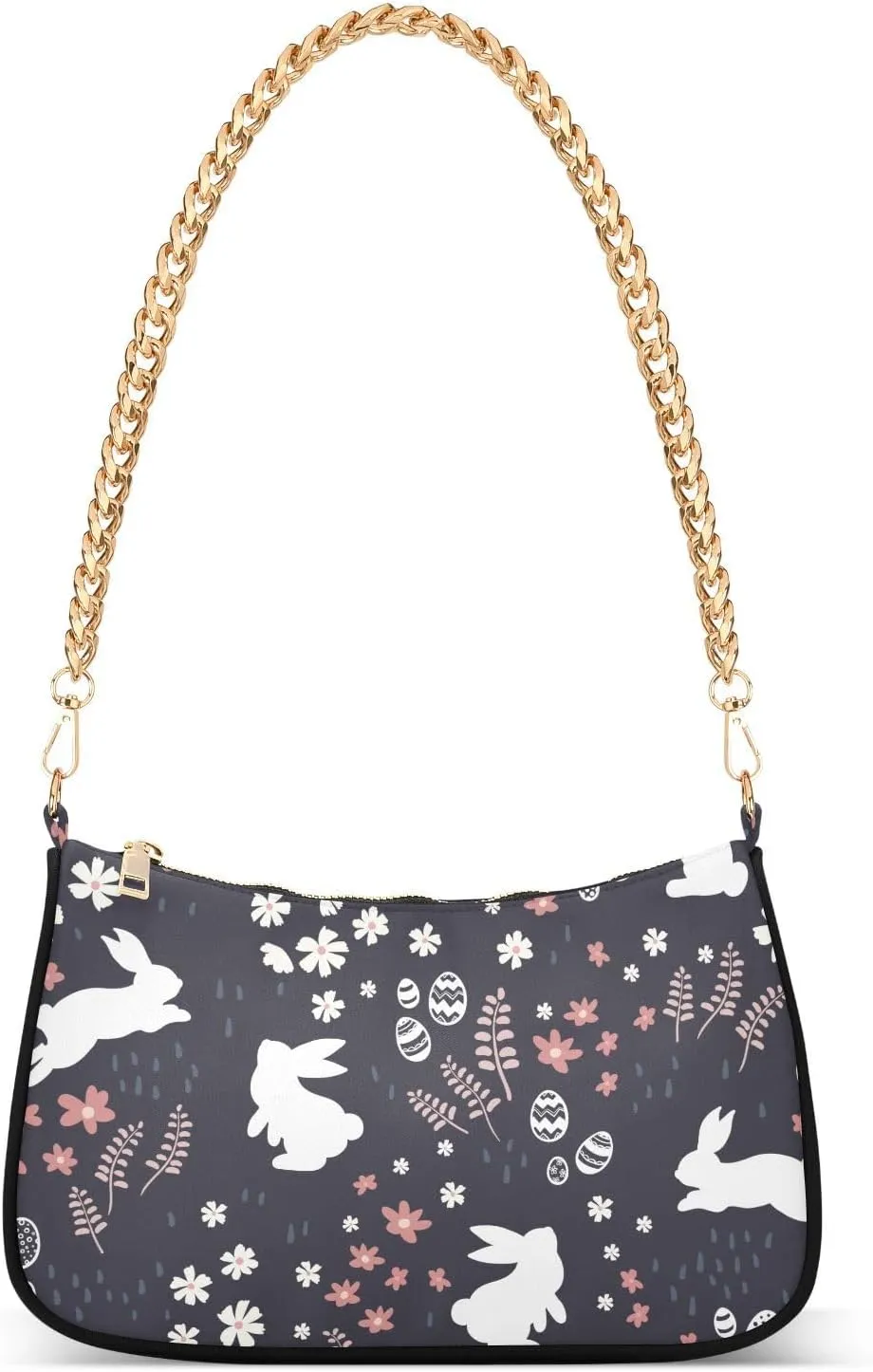 Shoulder Bag for Women Easter Bunnies Flower Meadow Hobo Purses Handbags for Women with Chain Strap