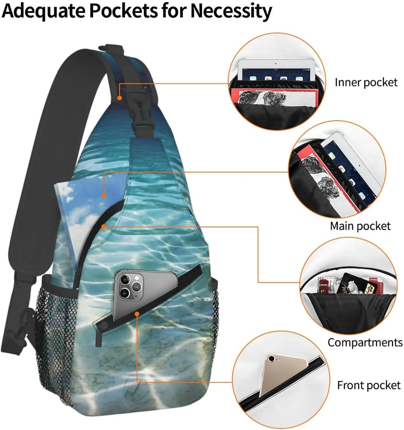 Sling Bag Crossbody Shoulder Bag Cross Chest Bag Color butterfly pattern Sling Backpack Travel Hiking Daypack