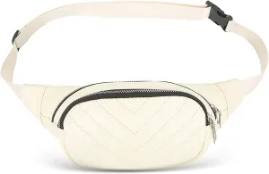 Small Belt Bags For Women,Sling Crossbody Fanny Pack,Cross Body Bag Purse For Trave,PU Leather,Gray Champagne, Beige