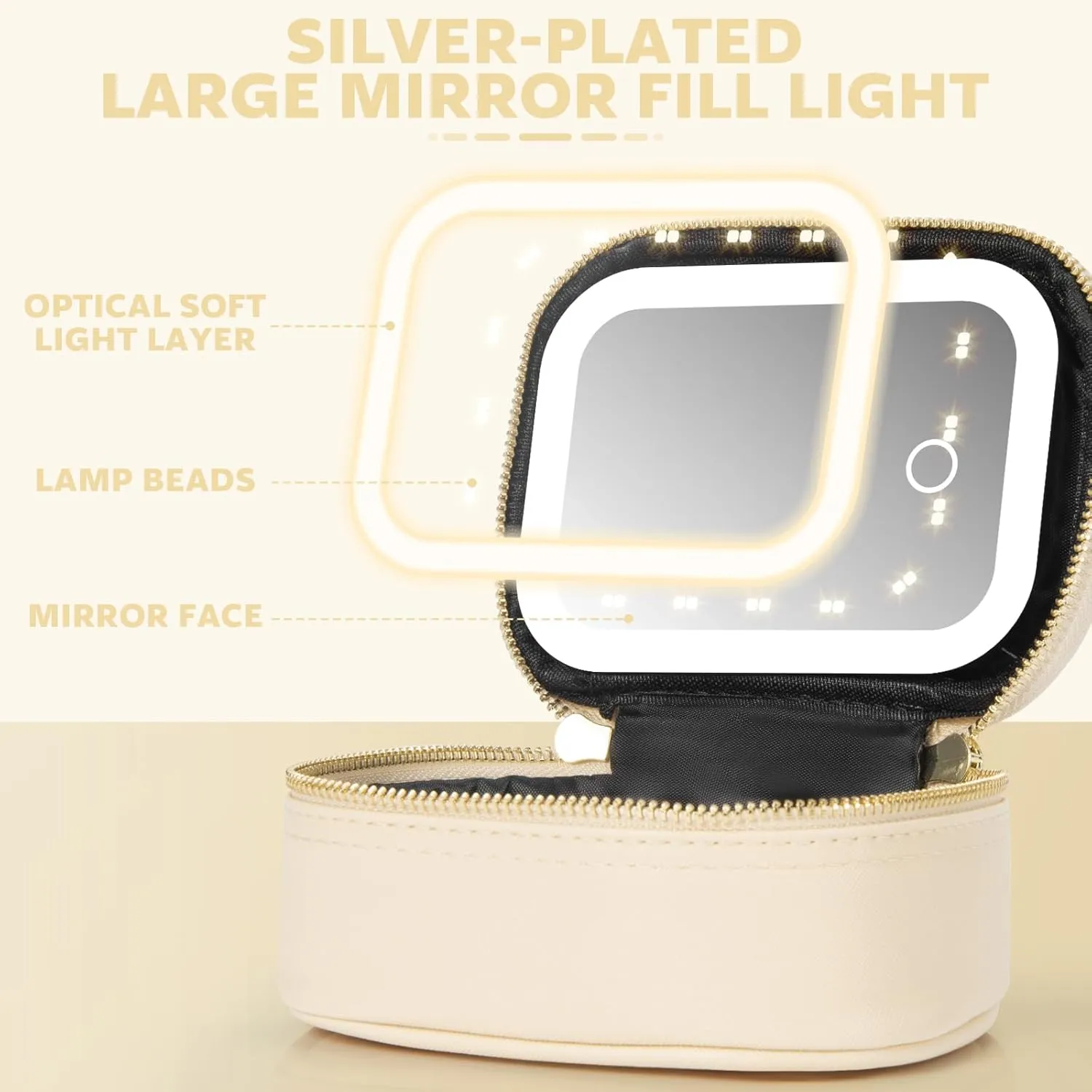 Small Makeup Bag Travel Train Case with Mirror and Light Mini Travel Small Makeup Train Case Cosmetic Organizer 3 Adjustable Brightness Toiletry Bag Portable Artist Storage