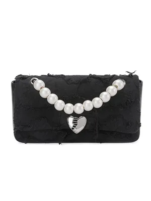 Smting | pearl chain heart lock purse