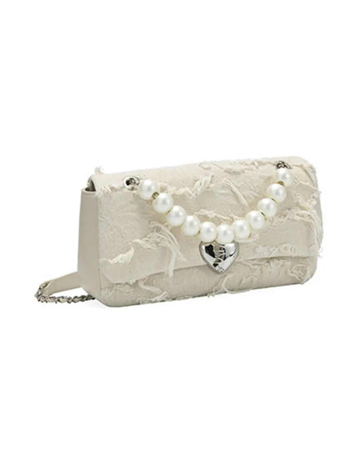 Smting | pearl chain heart lock purse