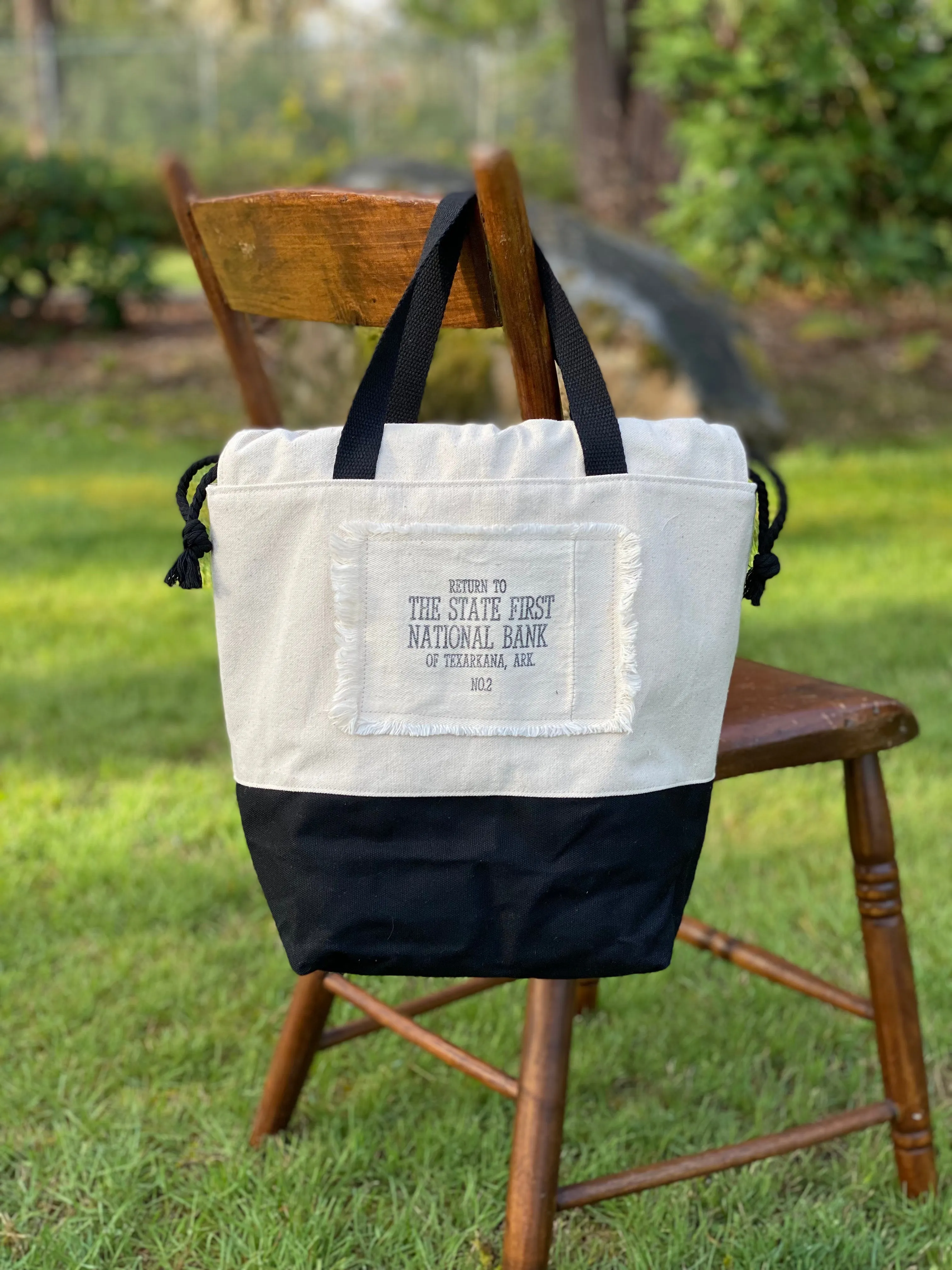 State First National Bank Texarkana Arkansas Upcylced Money Coin Bag Canvas Project Knitting Crochet