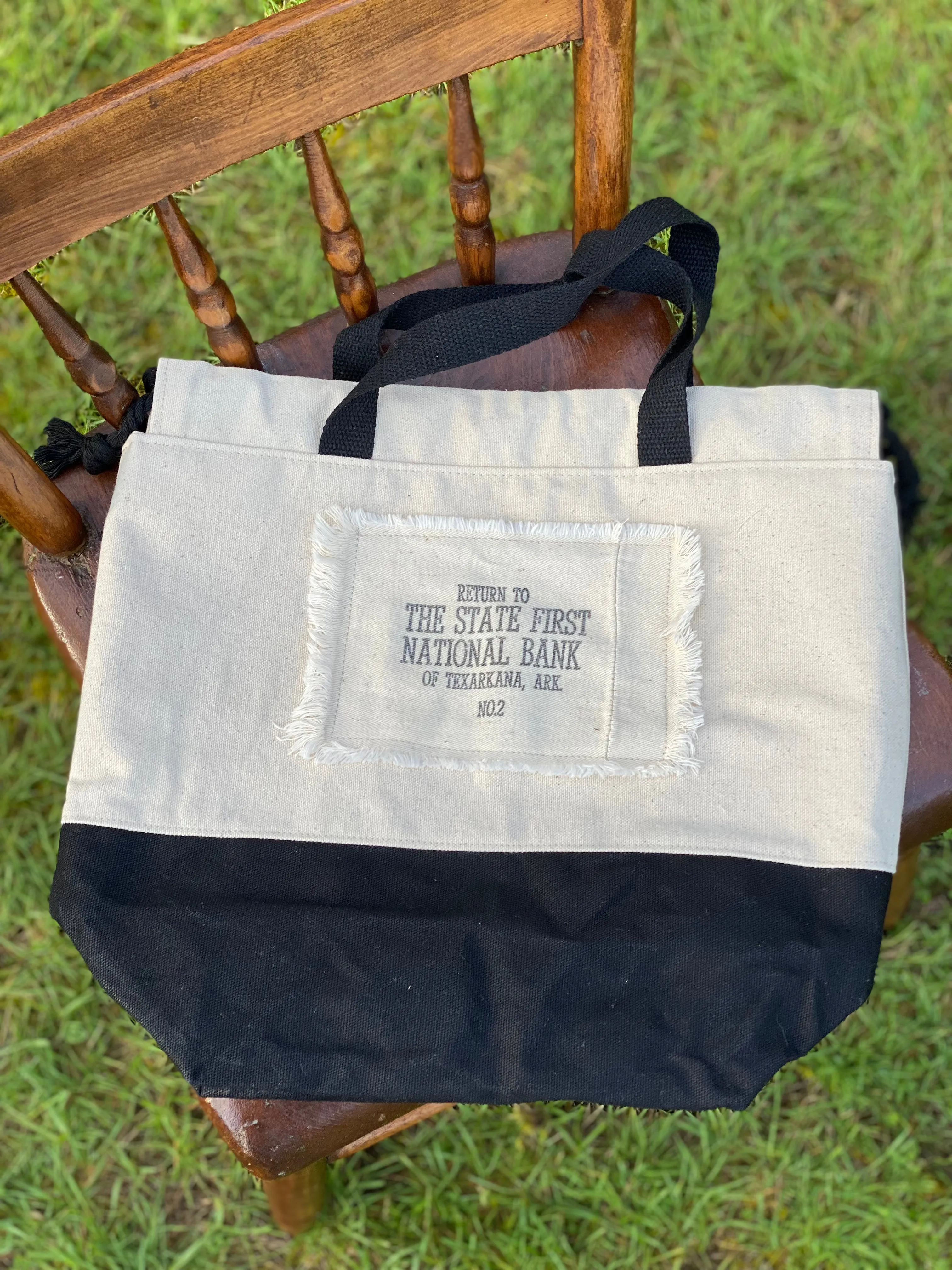 State First National Bank Texarkana Arkansas Upcylced Money Coin Bag Canvas Project Knitting Crochet