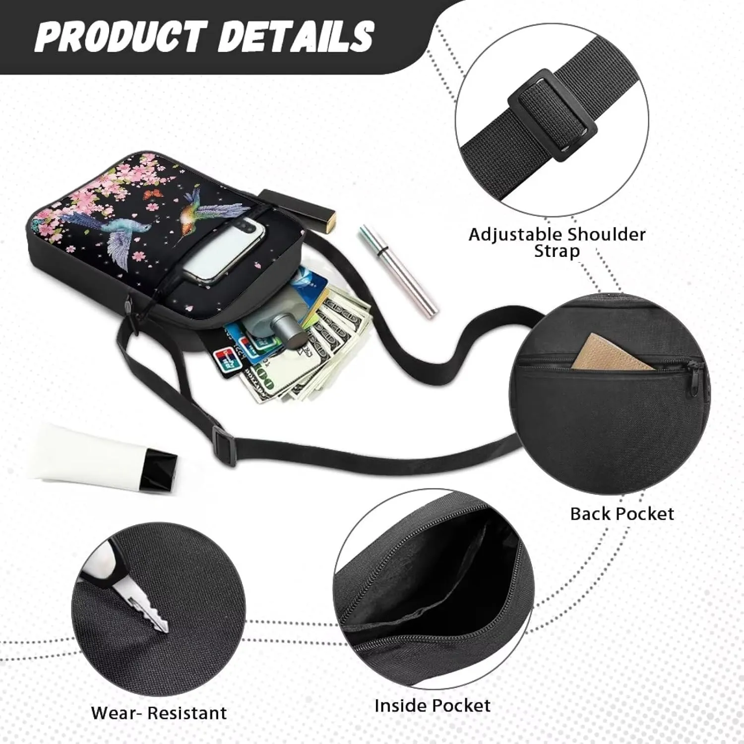 Suobstales Small Messenger Bag for Women Men Casual Shoulder Bag Crossbody Bag Travel Passport Wallet Bag for Cell Phone