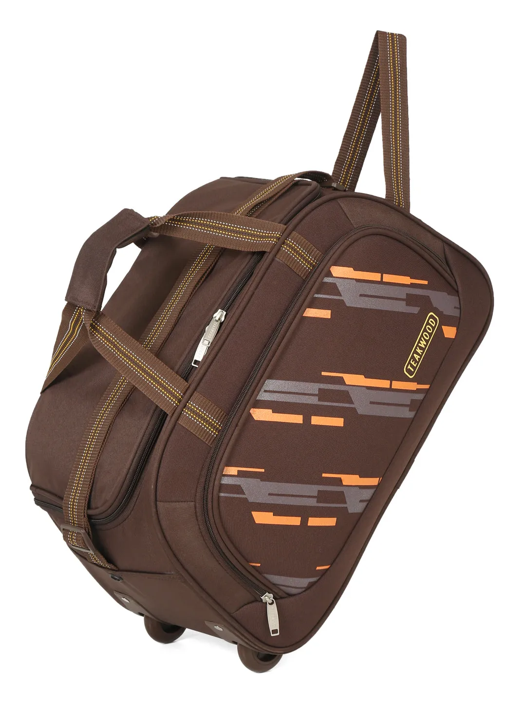 Teakwood Leather Brown Printed Small Duffel Bag