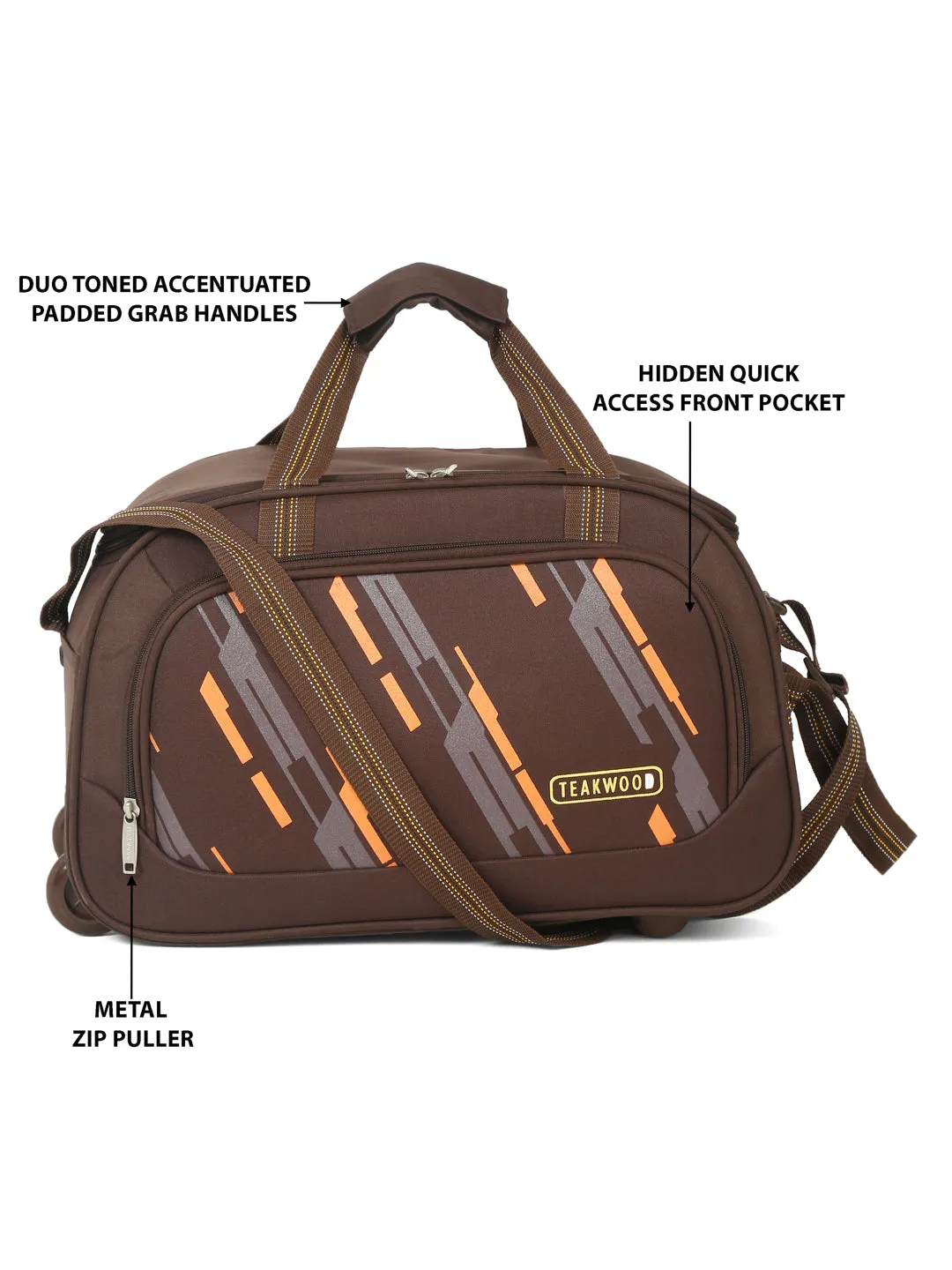 Teakwood Leather Brown Printed Small Duffel Bag