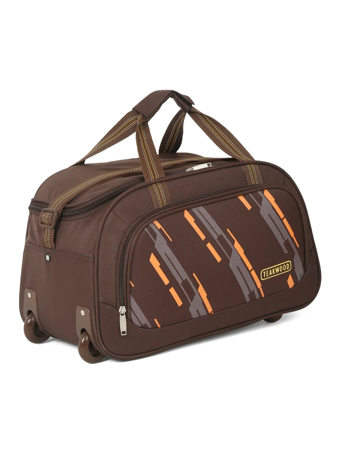 Teakwood Leather Brown Printed Small Duffel Bag