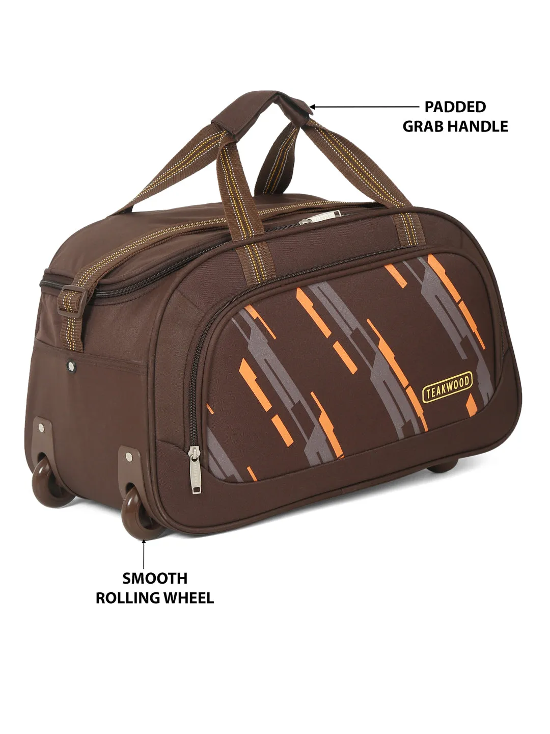 Teakwood Leather Brown Printed Small Duffel Bag